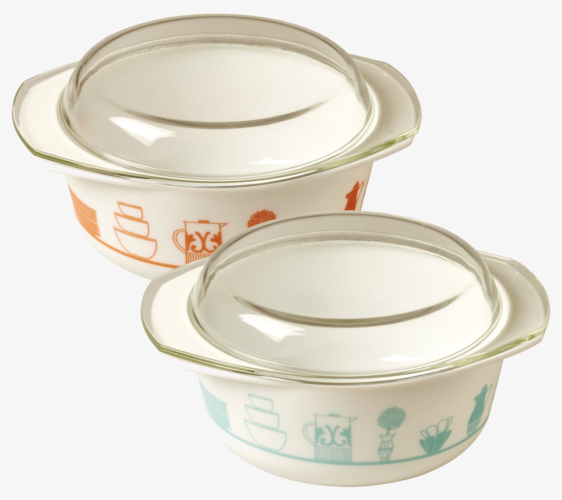 Ugnsform Med Glaslock Mint från Rice, två vita formar