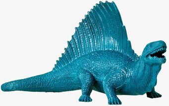 Dinosaurie från Rice i turkos med detaljerad ryggsegel