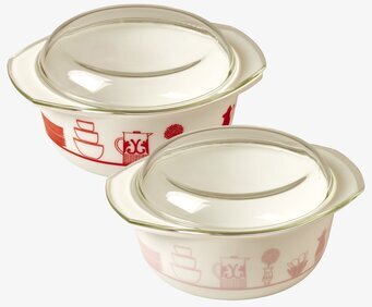 Ugnsform Med Glaslock Röd från Rice med dekorativa motiv