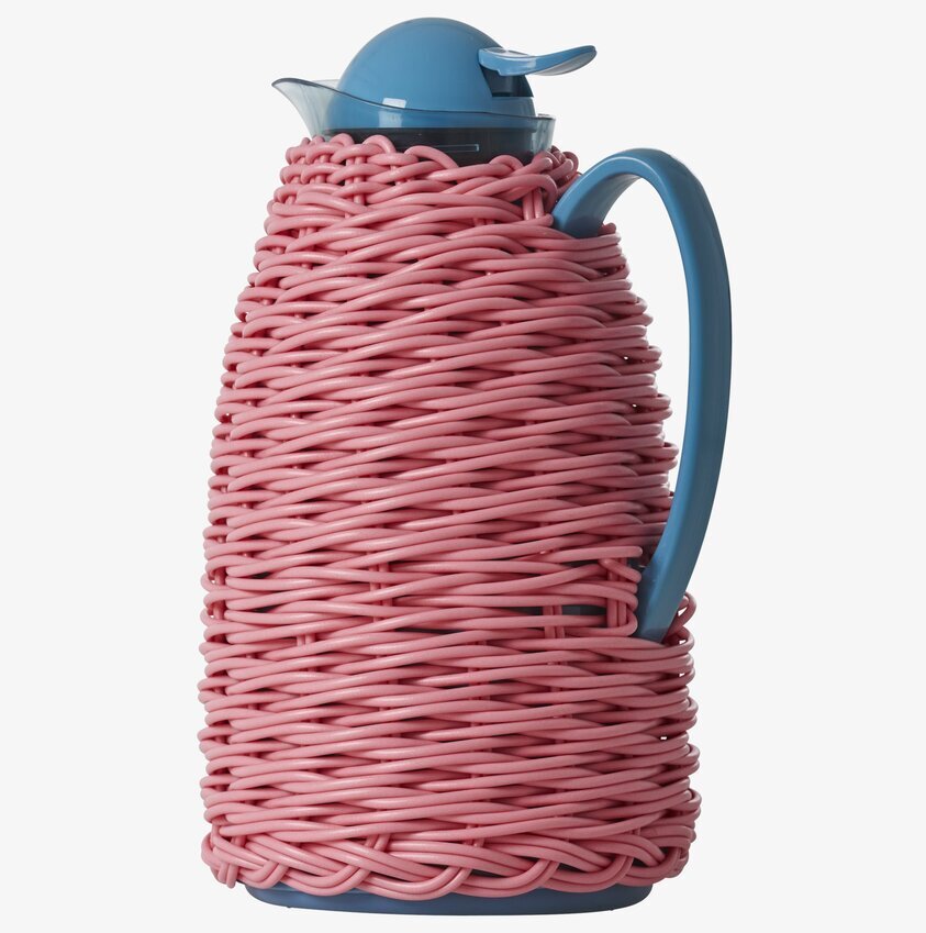 Termos Rosa/Blå från Rice med rosa flätverk och blått lock