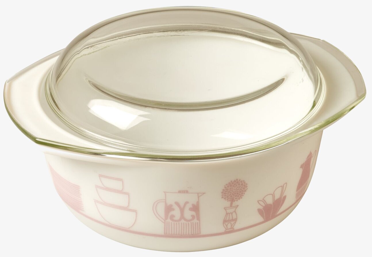 Ugnsform Med Glaslock Rosa från Rice mot vit bakgrund