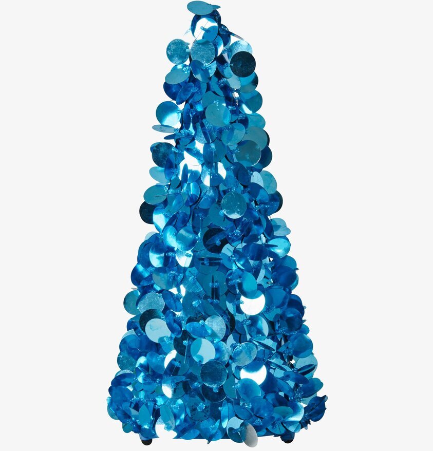 Paljettgran Blå från Rice, glittrande blå konstgjord gran