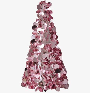 Paljettgran Rosa från Rice med glittrande rosa paljetter