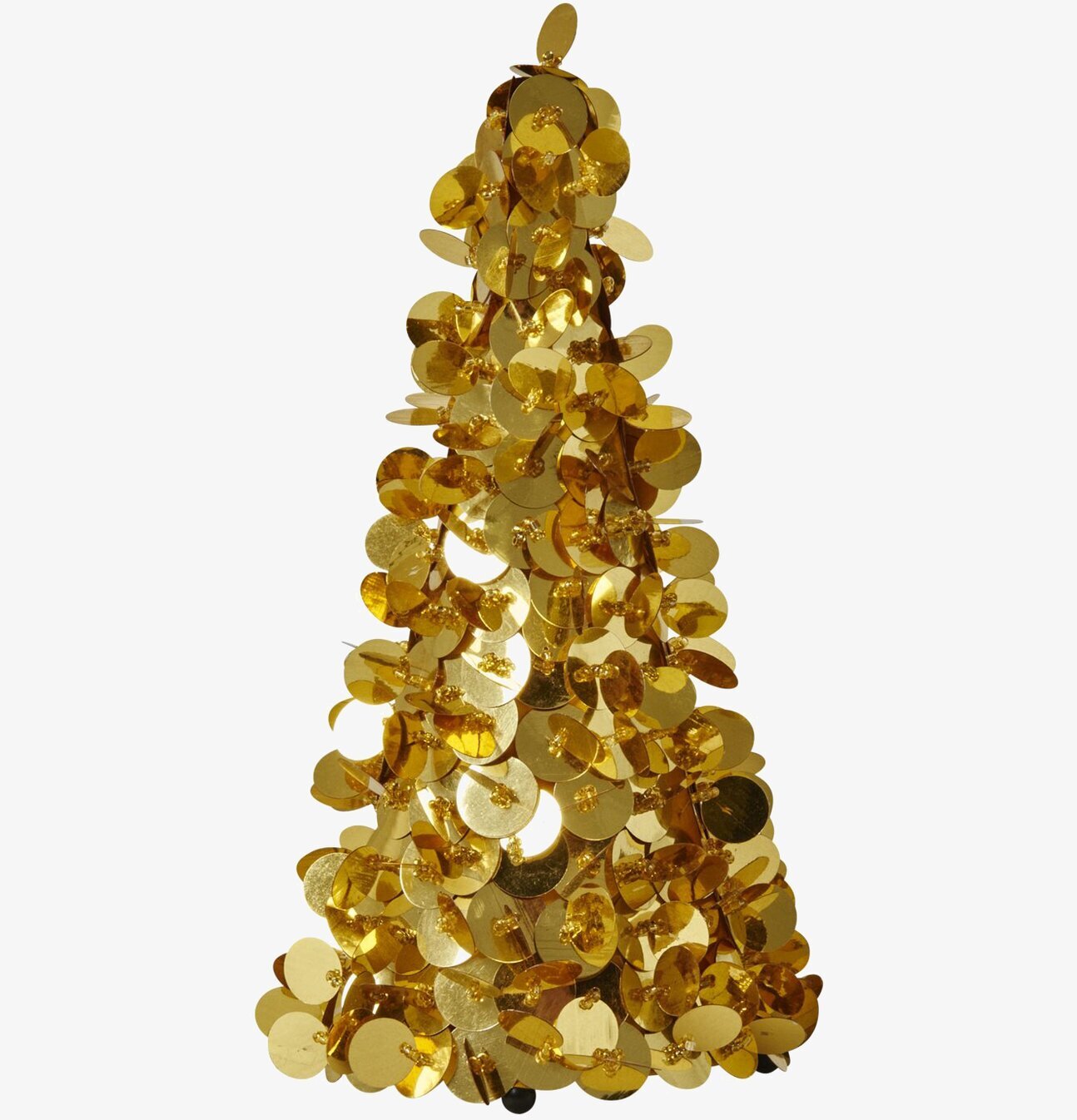 Paljettgran Guld från Rice med skimrande paljetter och pärlor