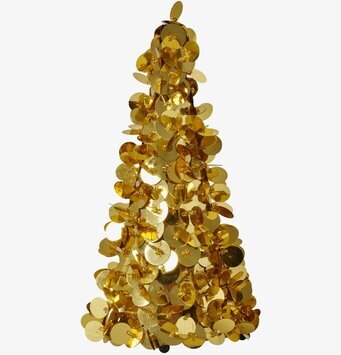 Paljettgran Guld från Rice med skimrande paljetter och pärlor