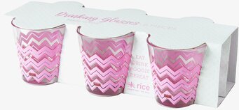 Glas Chevron Rosa från Rice, sex glas med rosa zigzag-mönster