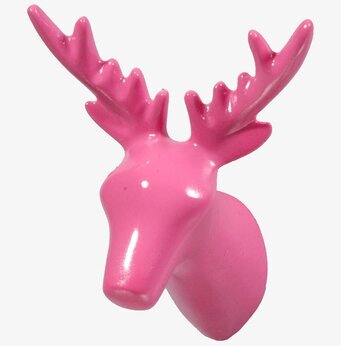 Väggkrok Hjort Rosa från The Zoo med rosa hjorthuvud