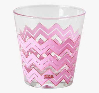 Glas Chevron Rosa från Rice med rosa chevronmönster och prickar