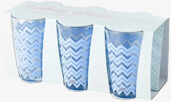 Glas Chevron Blå från Rice i en tryckt kartongförpackning