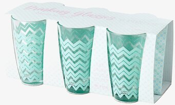 Glas Chevron Grön från Rice med grönt chevronmönster
