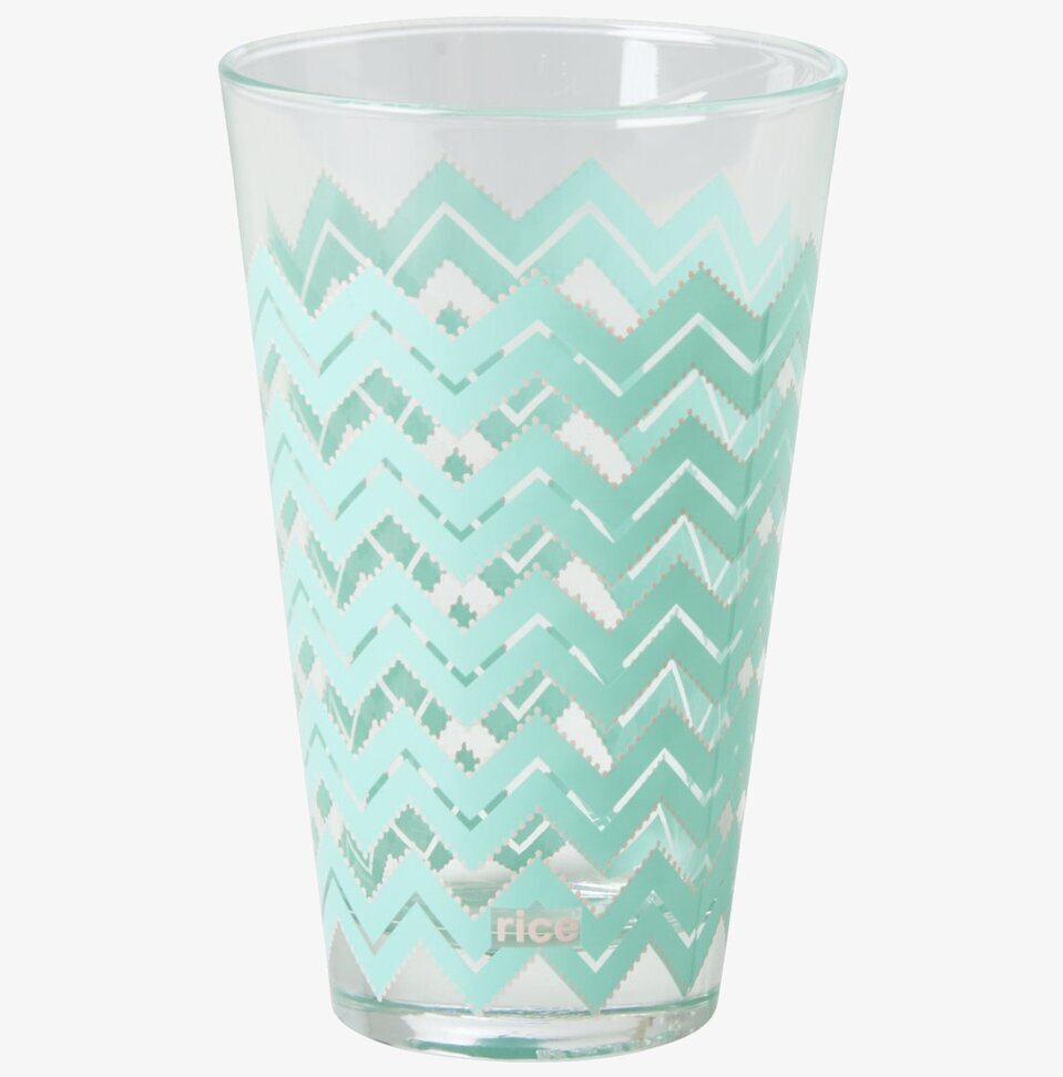 Glas Chevron Grön från Rice med grönt zigzag-mönster