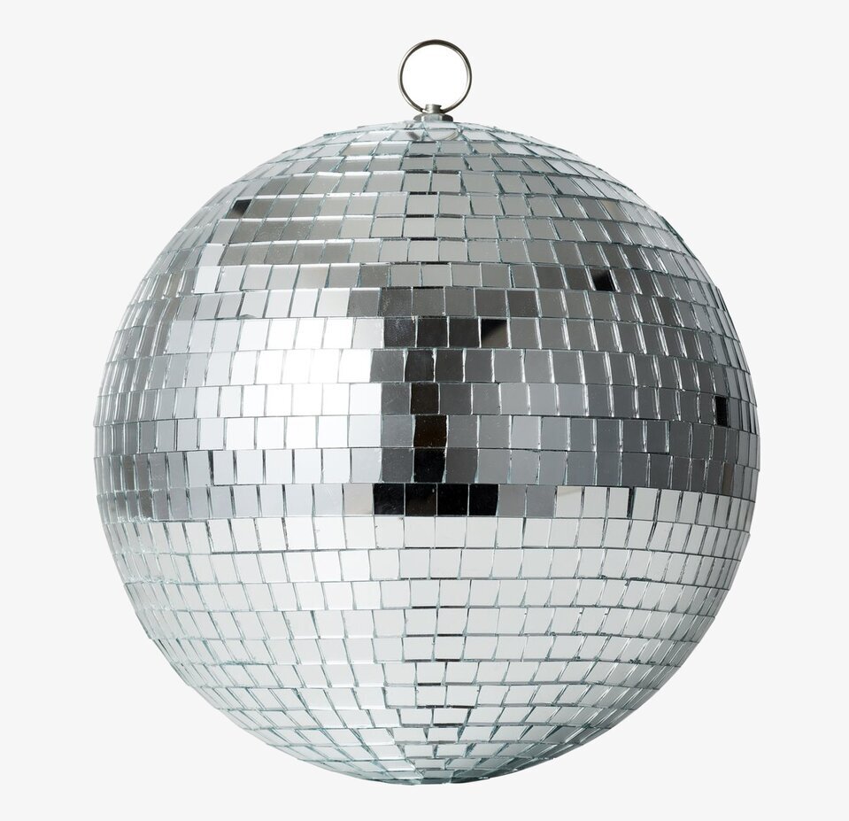 Discoboll Silver S från Rice, täckt med små spegelrutor