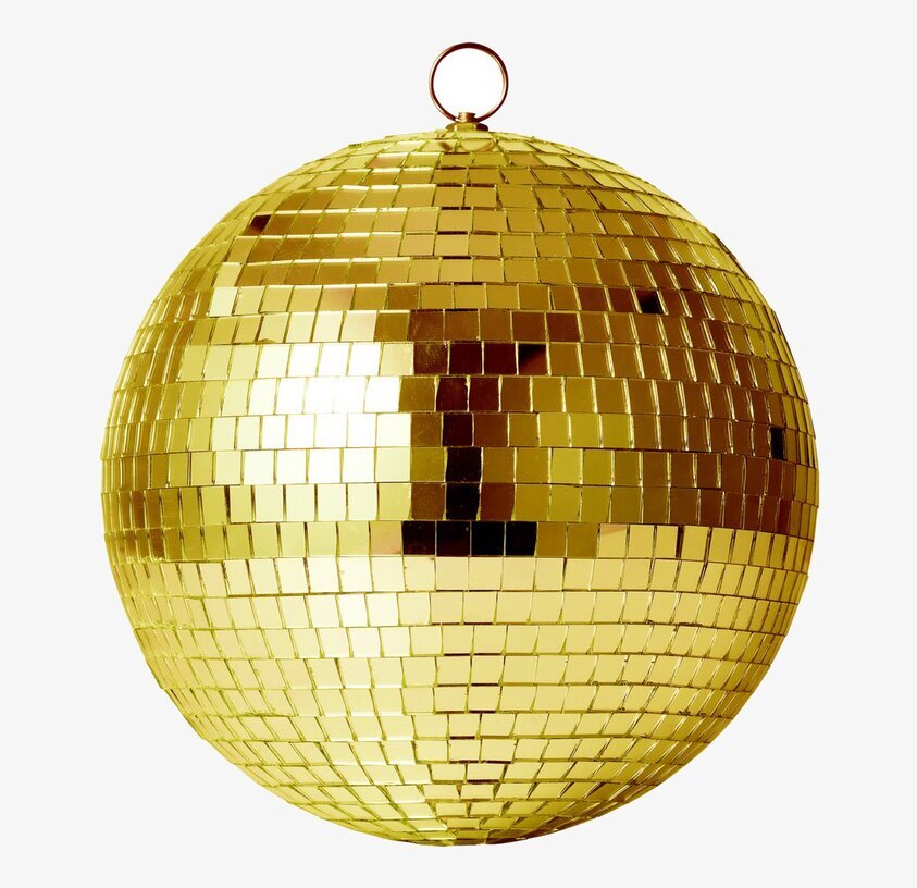 Discoboll Guld S från Rice med gyllene speglar och ring
