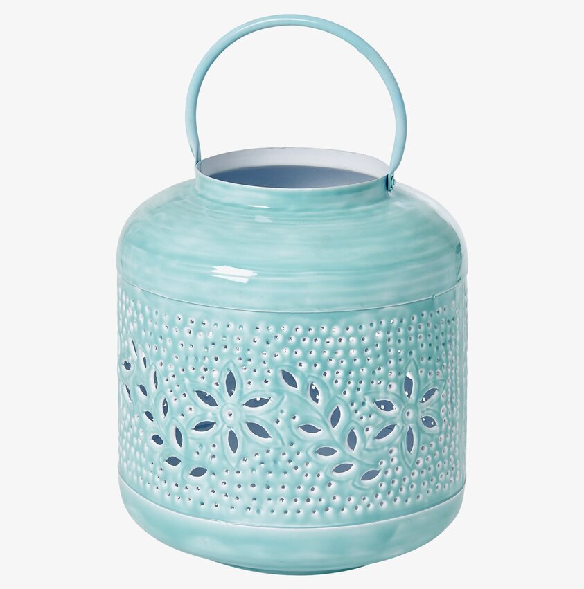 Lanterna Mint XL från Rice med blommönster och handtag