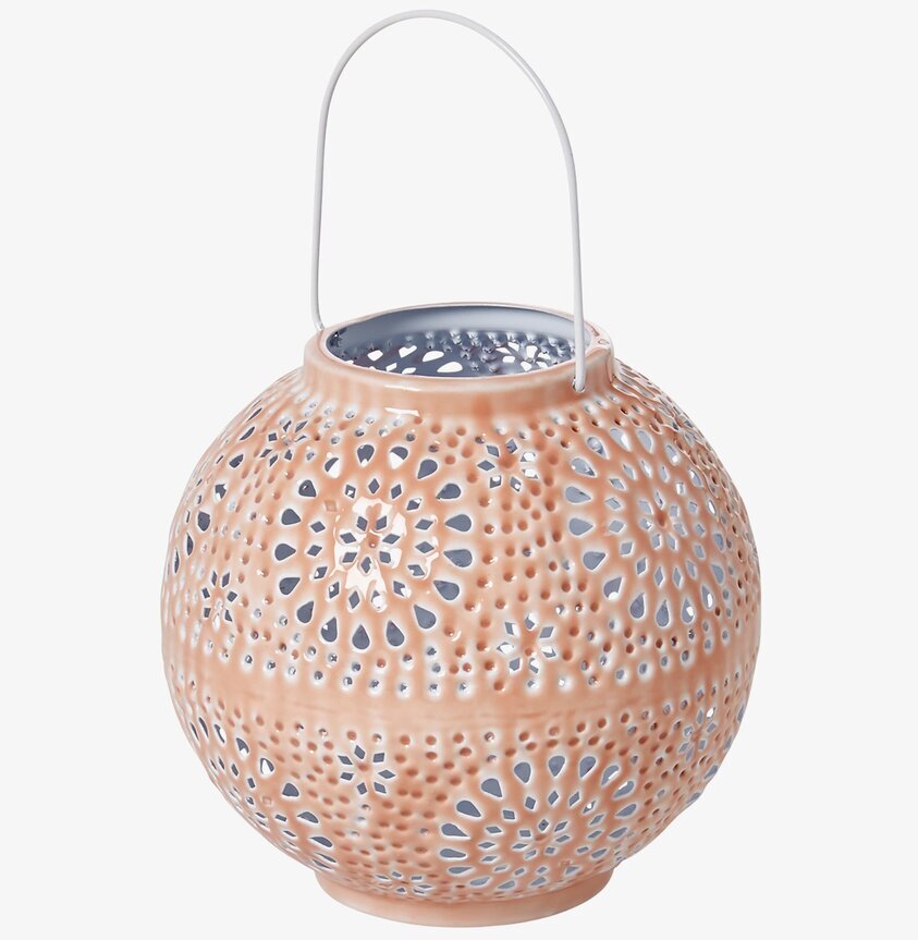 Lanterna Coral Small från Rice i korallfärgad keramik