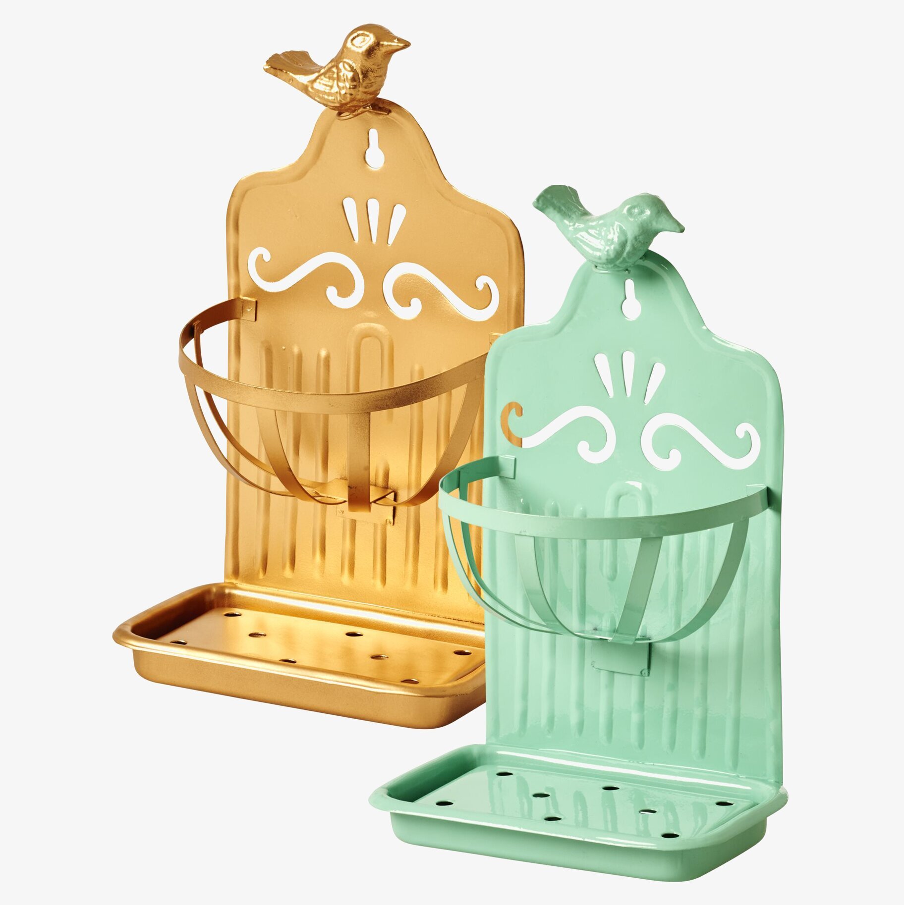 Diskborstshållare Guld från Rice med dekorativ fågel och droppfat