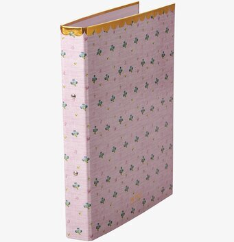Pärm A4 Med 2 Ringar från Rice med rosa och blommigt omslag