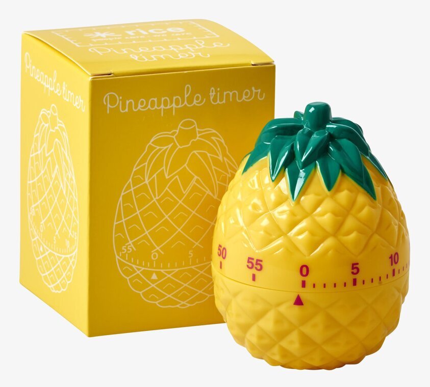 Äggtimer Pineapple från Rice, gul med grön topp, 0-60 skala