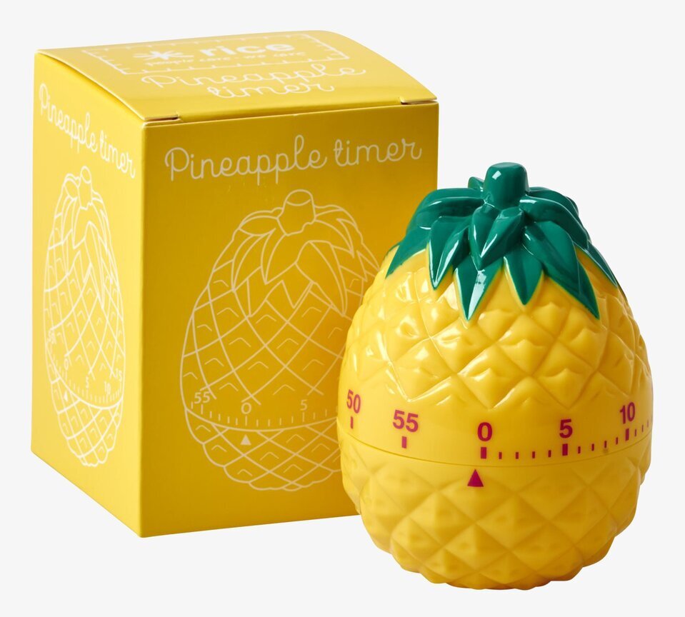 Äggtimer Pineapple från Rice, gul med grön topp, 0-60 skala