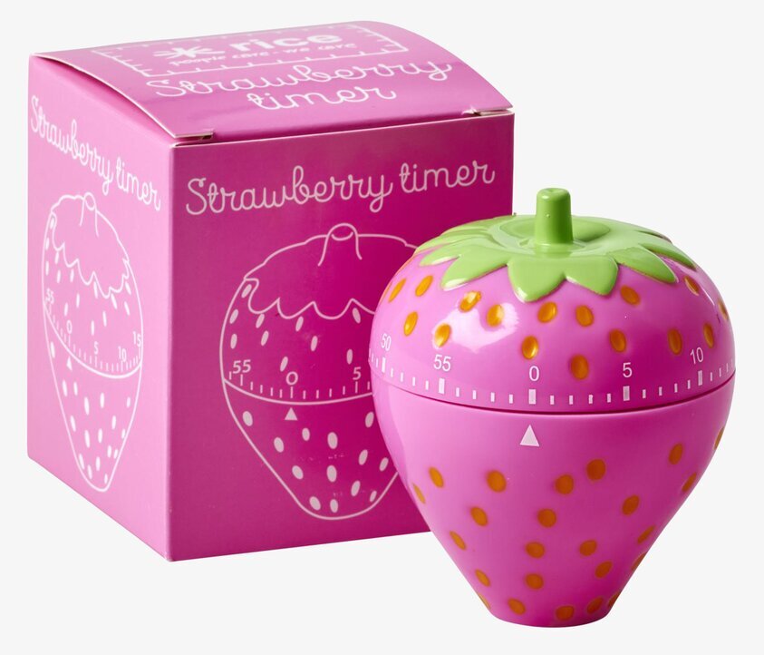 Äggtimer Strawberry från Rice, rosa med grön bladkrona