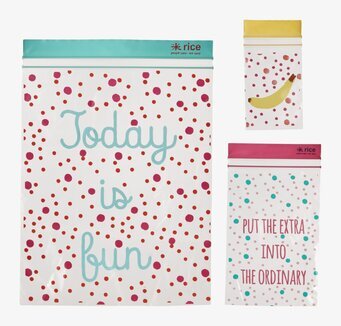 Plastpåsar Ziplock från Rice i färgglada mönster och motiv