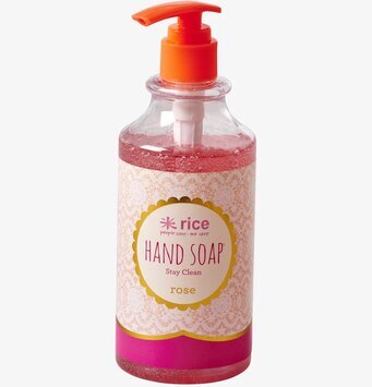 Handtvål Rose från Rice med rosa tvål och orange pump