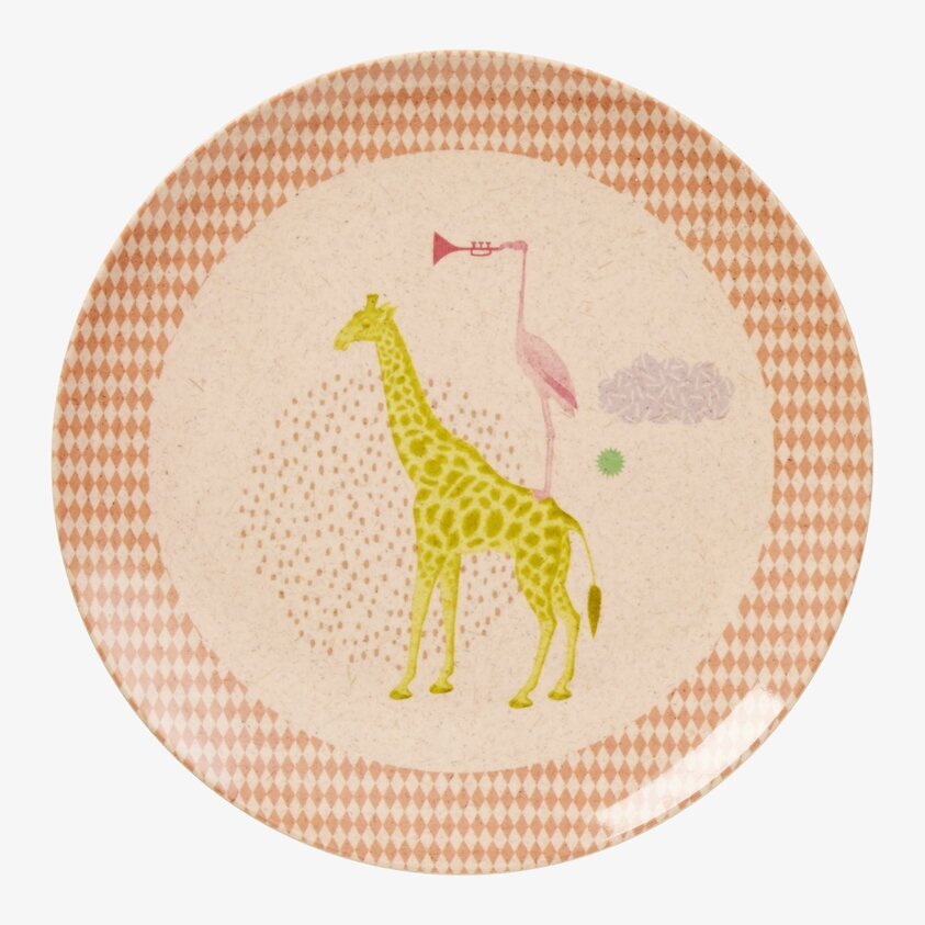 Barntallrik Animal Print från Rice med lekfullt djurmotiv