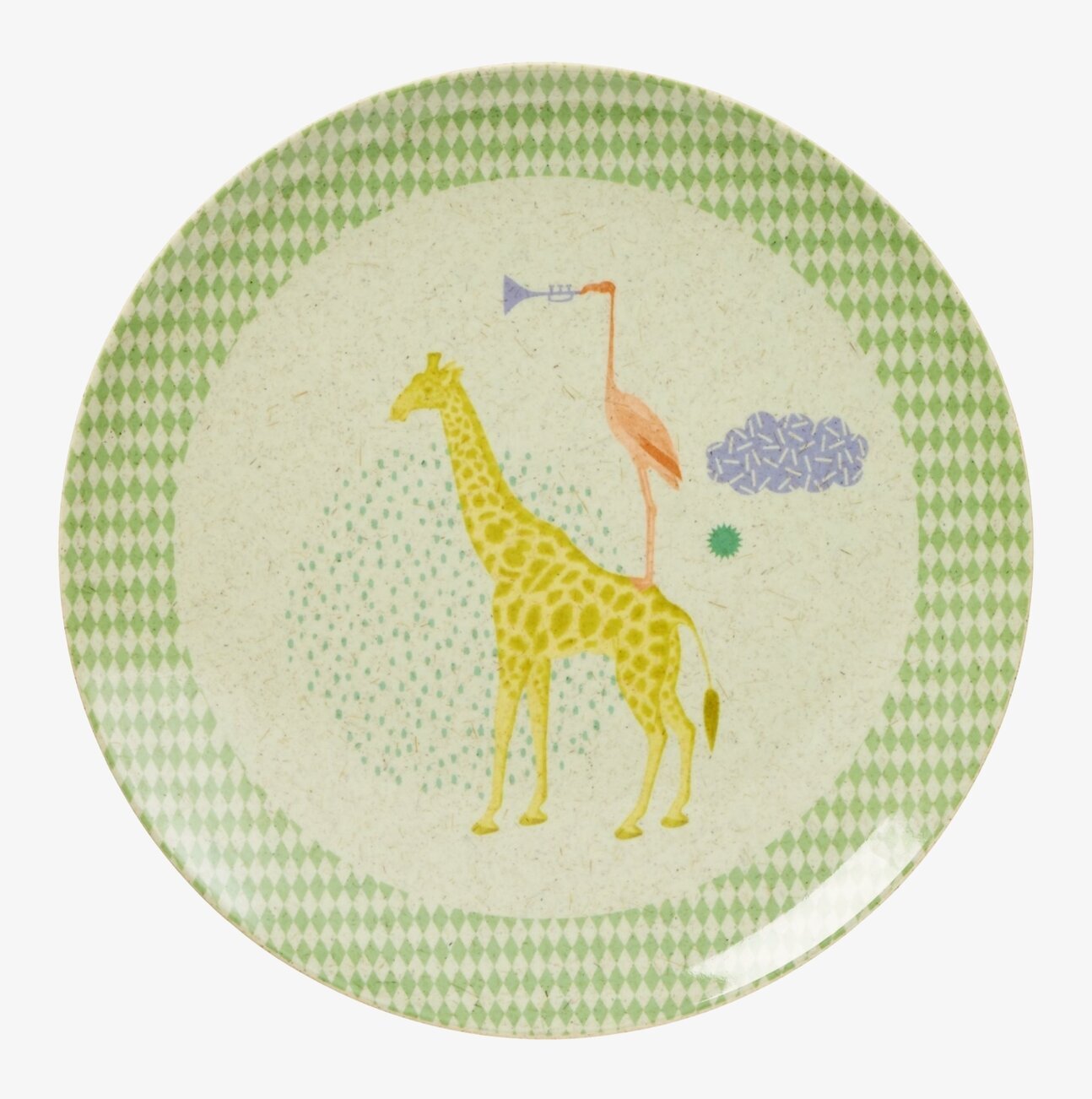 Barntallrik Animal Print från Rice med giraff och flamingo