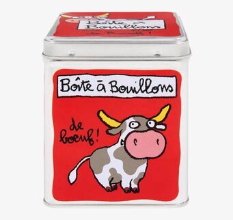 Bild av charmig plåtburk för köttbuljong med ko-design