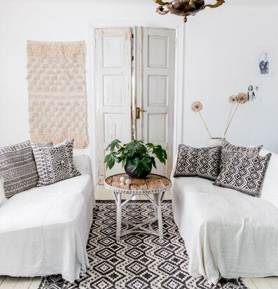 Matta Aztec Tribes från Majas Cottage med geometriskt mönster