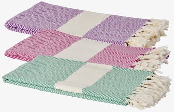 Hamam Handduk Grön från Rice med sicksackmönster och fransar