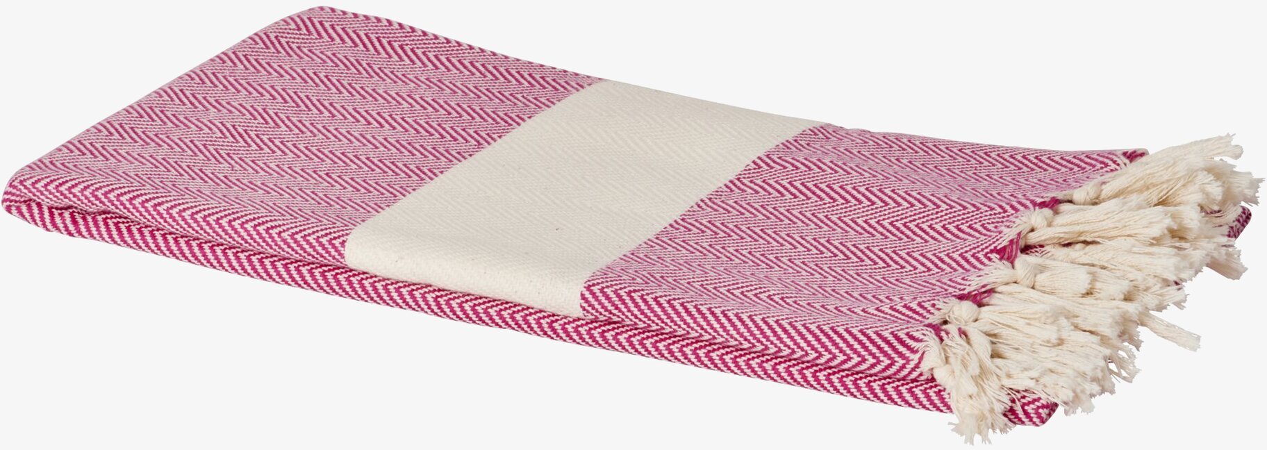 Hamam Handduk Rosa från Rice med fiskbensmönster och fransar