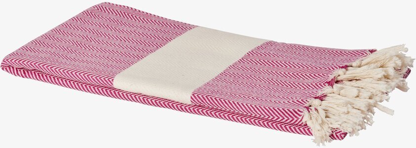 Hamam Handduk Rosa från Rice med fiskbensmönster och fransar
