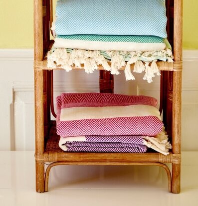 Hamam Handduk Pastellrosa från Rice med fiskbensmönster