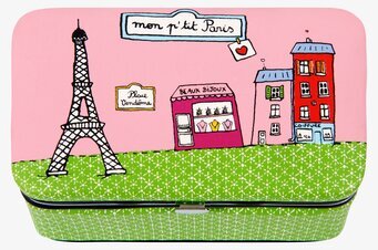 Smyckeskrin Rosa/grön från Derriére la porte med Paris-motiv