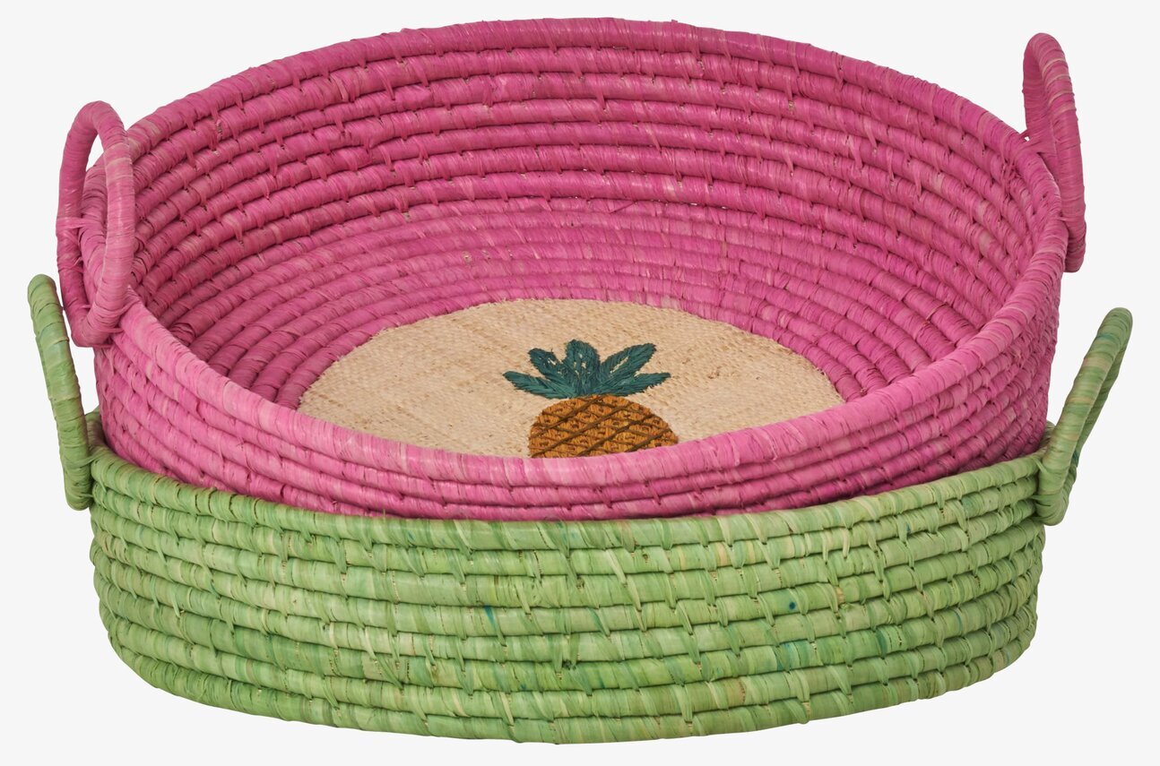 Rund Brödkorg Ananas från Rice med rosa och gröna färger