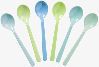 Skedar - Today Is Fun från Rice i blått och grönt melamin