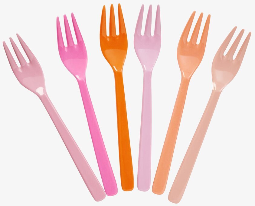 Tårtgaffel 6-Pack från Rice i färgglada, ergonomiska design