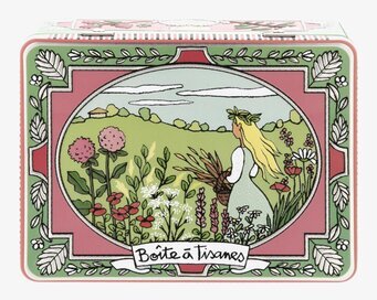 Bild av plåtburk med naturskönt och konstnärligt motiv