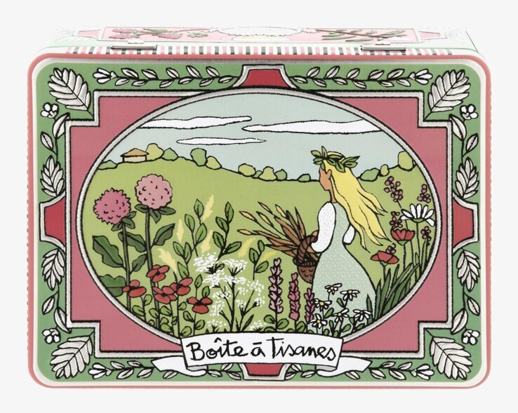 Plåtburk Relief Örtte från Derriére la porte med blommor