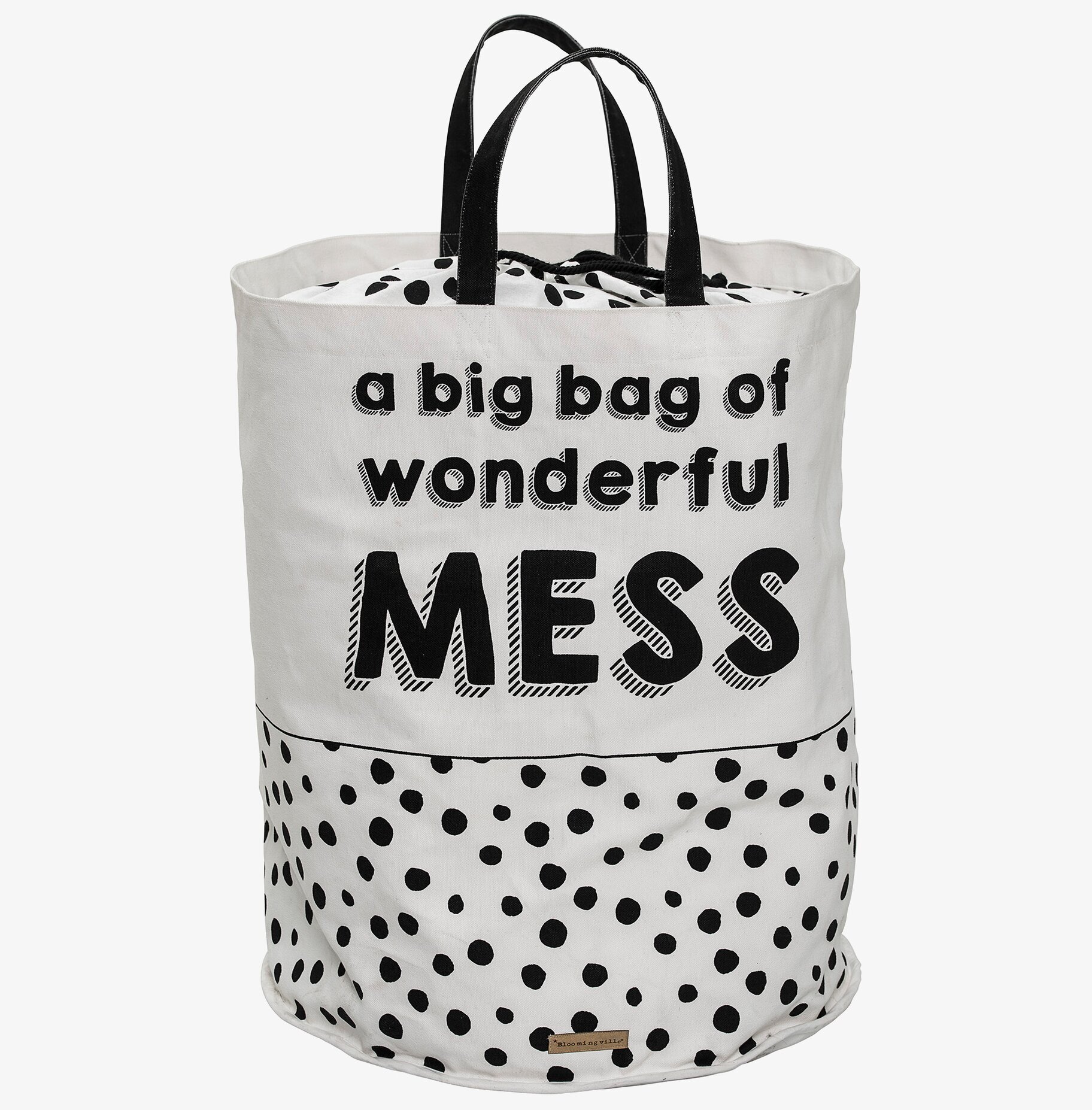 Förvaringspåse Vit/svart från Bloomingville med text