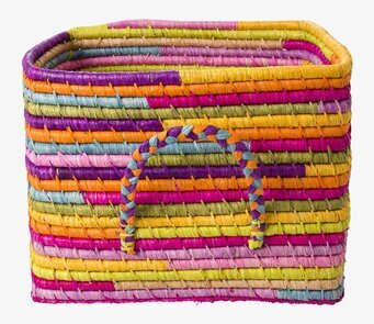 Raffiakorg Multi från Rice med färgglada ränder och handtag