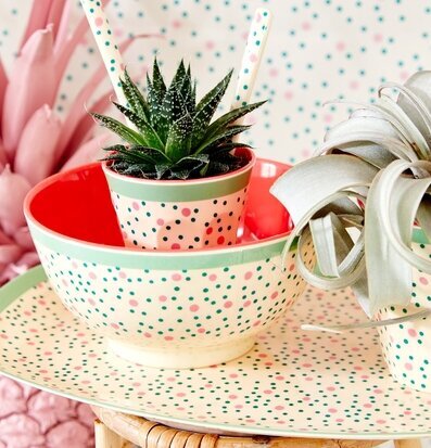 Skål Connecting Dots Print från Rice med färgglada prickar