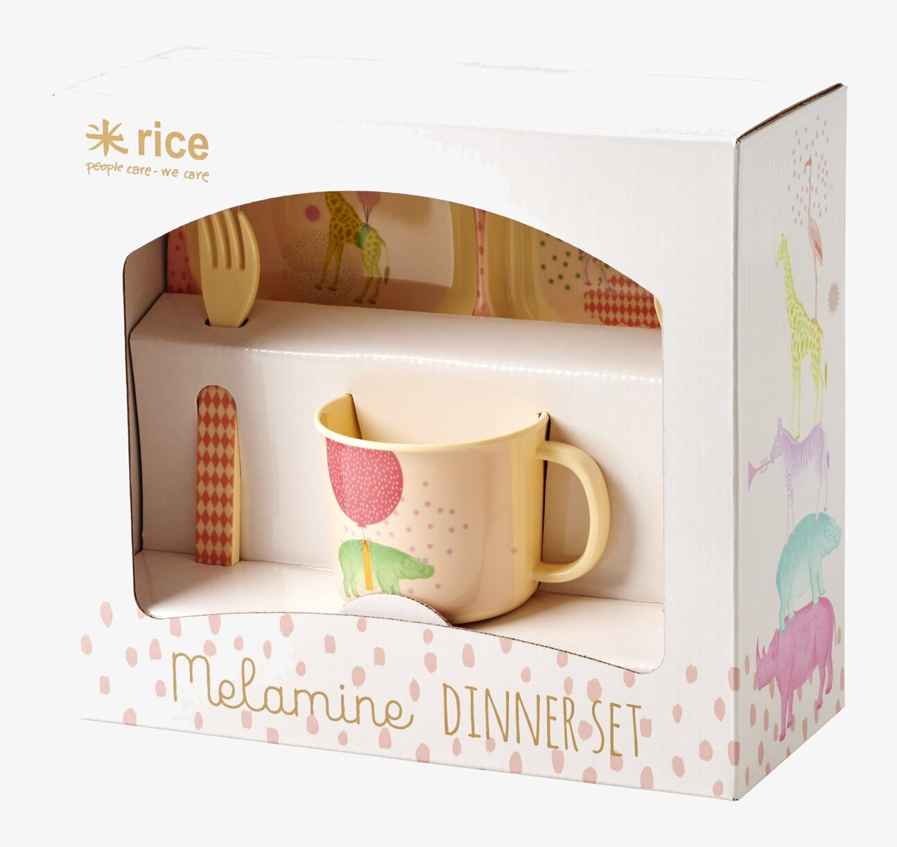 Presentbox Melamin Animal från Rice, färgglatt barnmatset