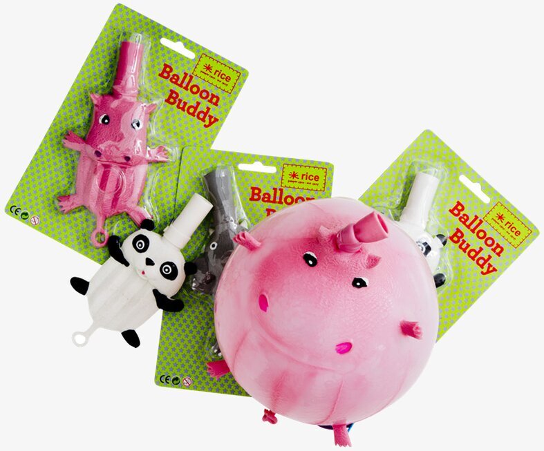 Ballongboll Flodhäst från Rice i rosa med pump och panda