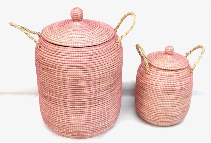 Förvaringskorg Pink från New Ways Import, två rosa korgar