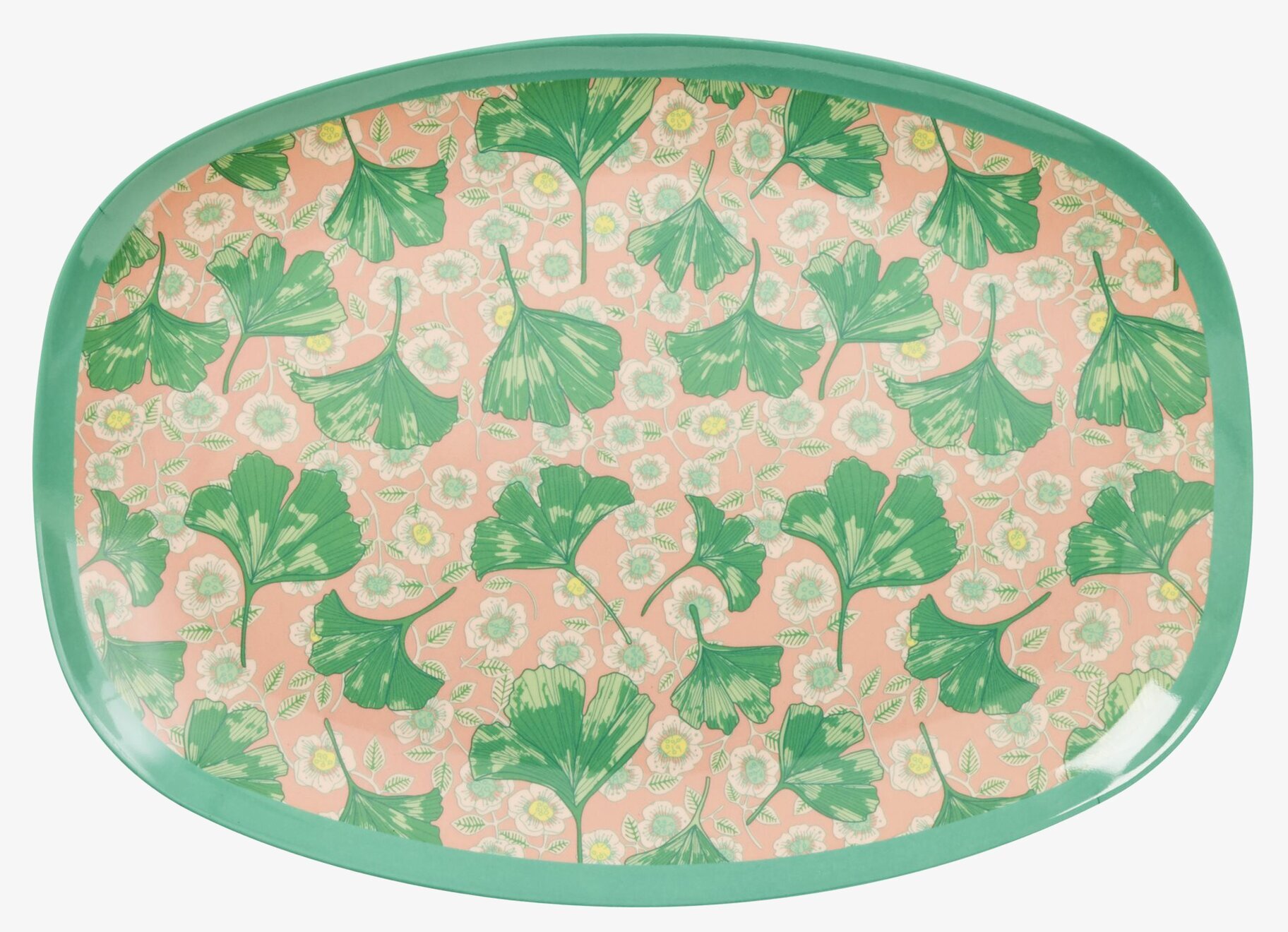 Tallrik Leaves & Flower Print från Rice med blommönster