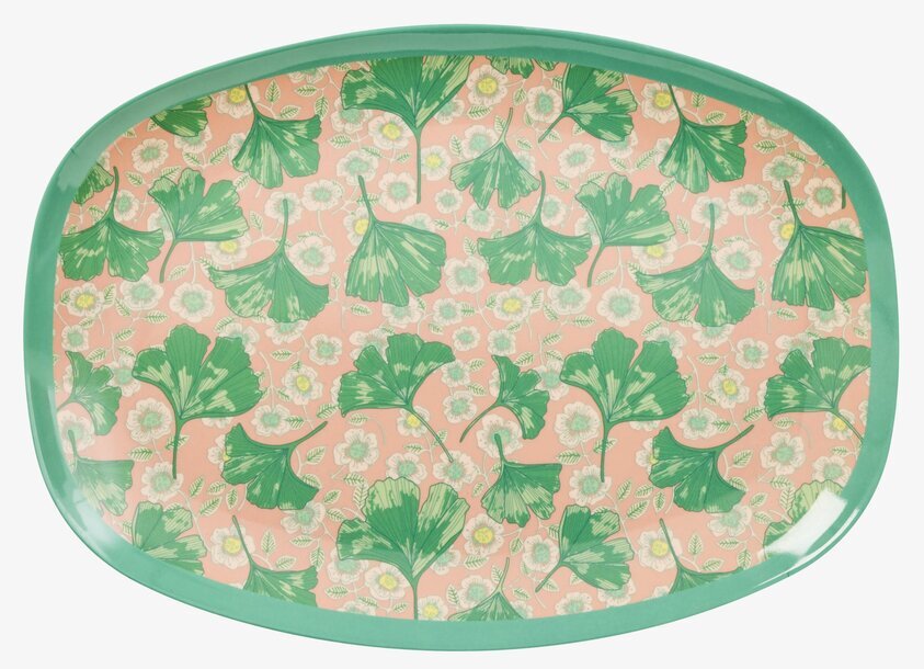 Tallrik Leaves & Flower Print från Rice med blommönster