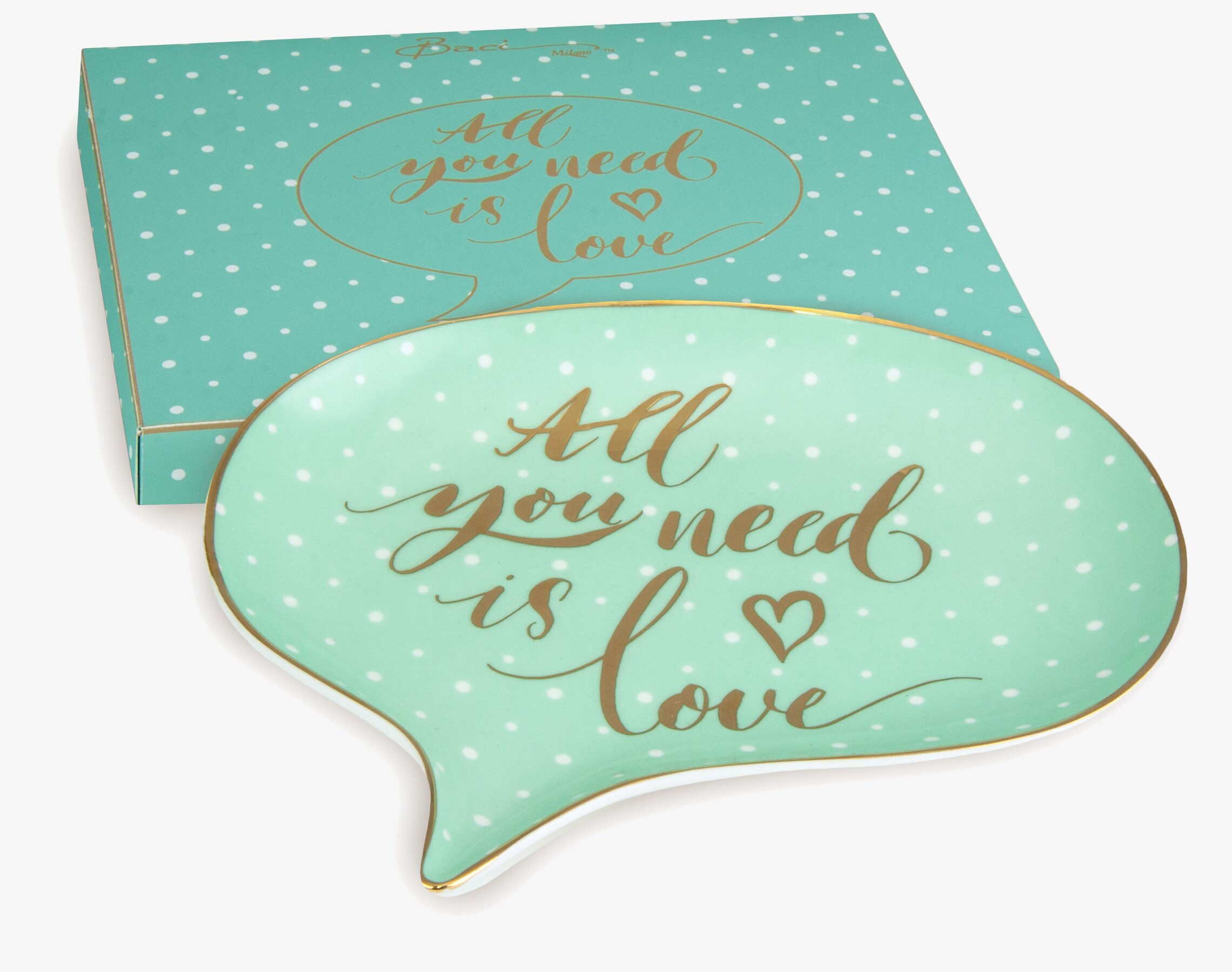 Porslinsfat - All You Need från BOXinBAG med guldtext