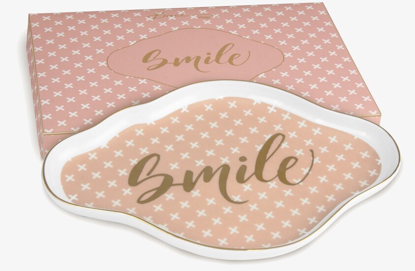 Porslinsfat - Smile från BOXinBAG med rosa och gulddetaljer